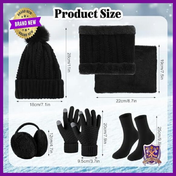 Winter Satin Lined Beanie Scarf Gloves Set Touchscreen Warm Accessories main image 4